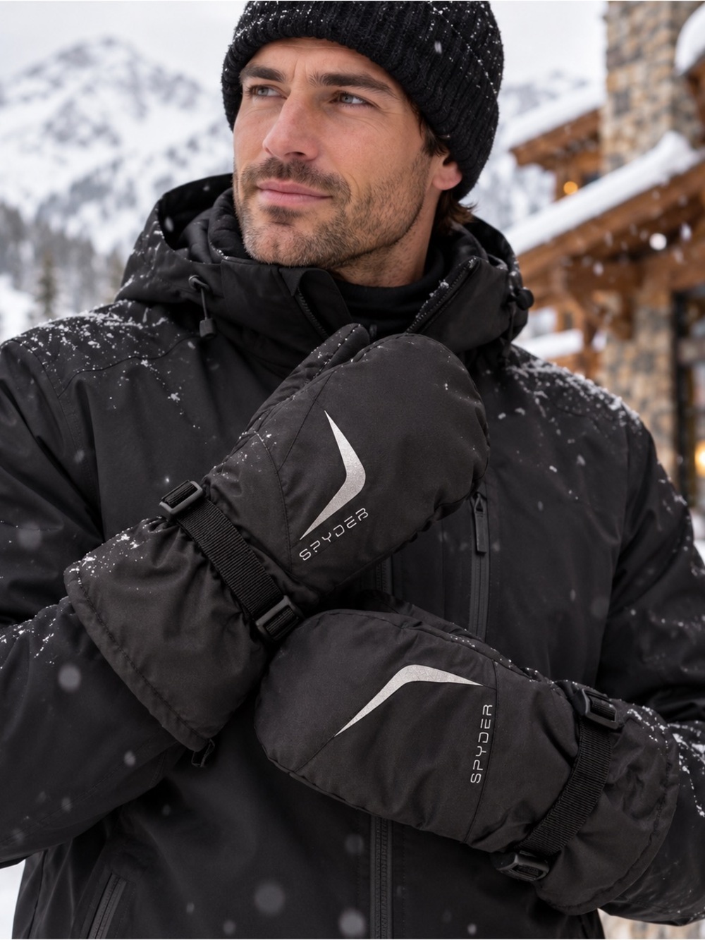 Spyder Men's Black Insulated Waterproof Ski Snowboard Mittens Winter Gloves L/XL